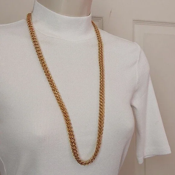 Untested Gold Tone Chunky Treble Chain Necklace Versatile Belt Bracelet - Picture 3 of 8